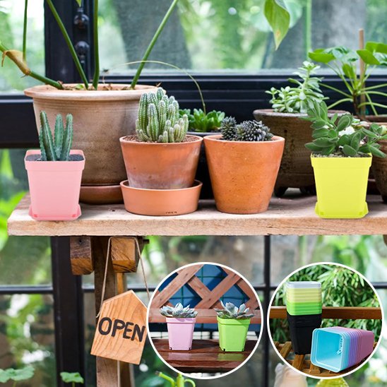 pot de fleur carre touche couleur